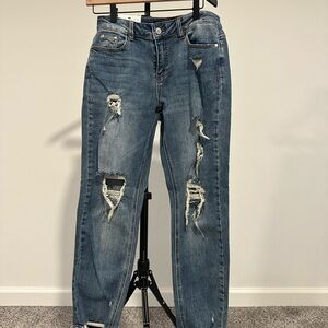 Stylish Distressed Blue Boyfriend Jeans